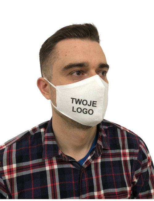 Maske Weiße Baumwollmaske mit Ihrem eigenen Logo, Vollfarbdruck, Stickerei