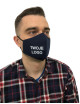 2Marineblaue Herrenmaske aus profilierter Baumwolle mit Ihrem Logo, Vollfarbmaske