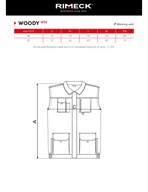 Men`s work vest woody w52 ebony gray Adler Rimeck