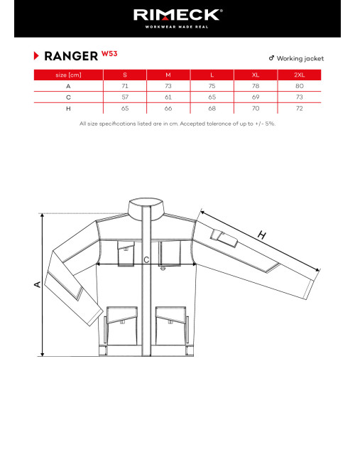 Kurtka robocze męska ranger w53 ebony gray Adler Rimeck