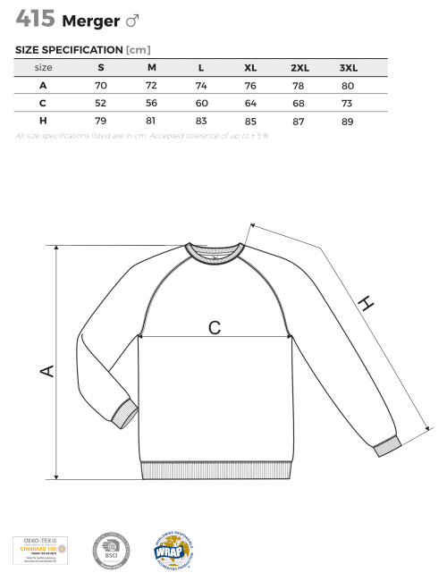 Adler MALFINI Herren-Sweatshirt Merger 415 schwarz meliert mit Logo-Stickerei