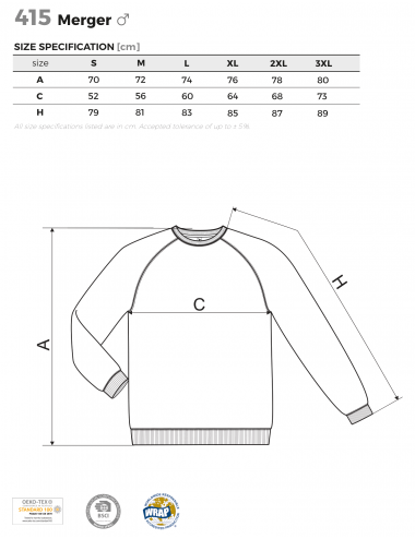 Men`s sweatshirt merger 415 almond melange Adler Malfini