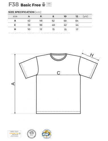 Children`s t-shirt basic free f38 white Adler Malfini