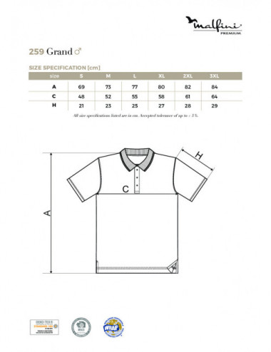 Grand 259 silver gray men`s polo shirt Adler Malfinipremium