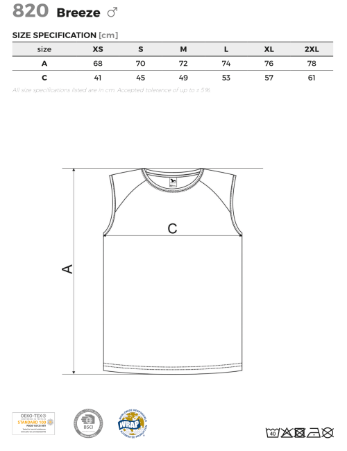 Adler MALFINI Herren Top Breeze 820 weißer Stickerei-Logo-Druck