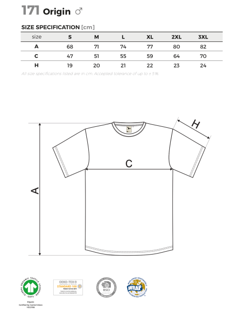 Adler MALFINI Origin 171 Herren T-Shirt, rot, Logo, Computerstickerei
