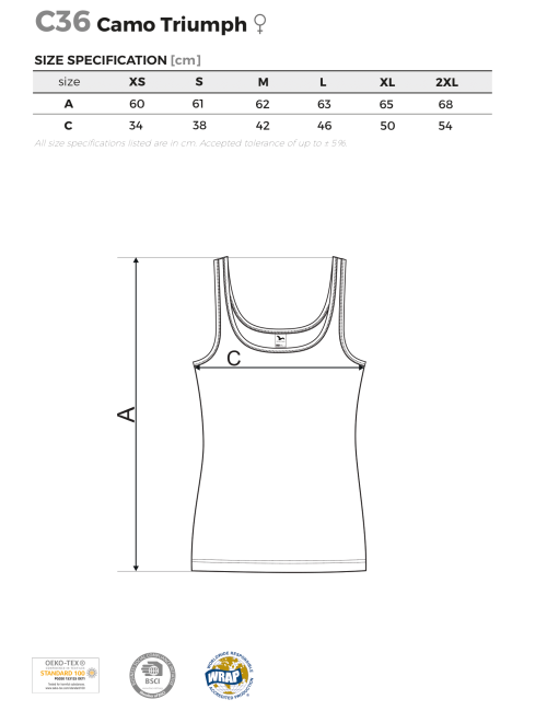 Adler MALFINI Women`s Top Camo Triumph C36 camouflage gray logo embroidery