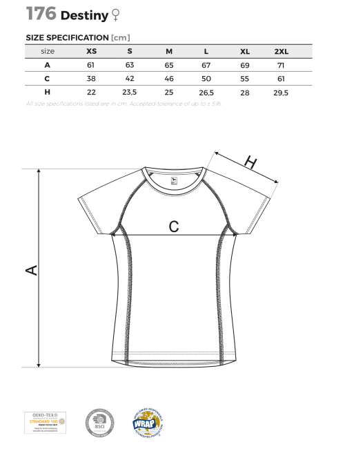 Adler MALFINI Damen T-Shirt Destiny 176 grüner Apfel-Stickereidruck