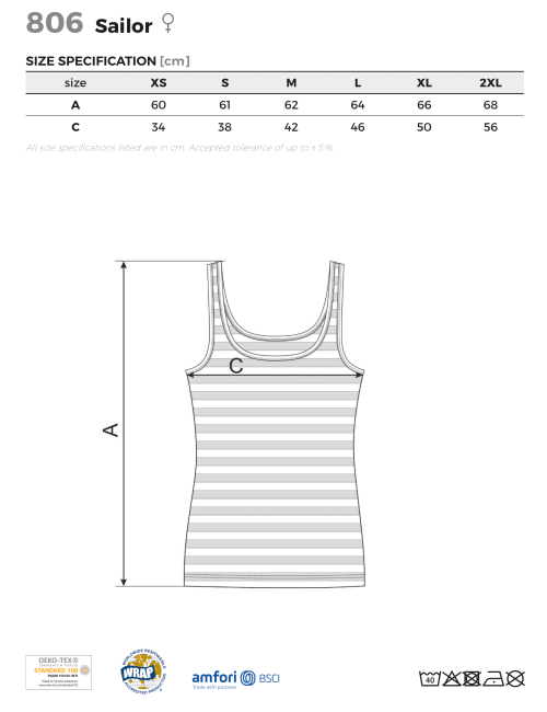 Adler MALFINI Top damski Sailor top 806 granatowy haft logo nadruk