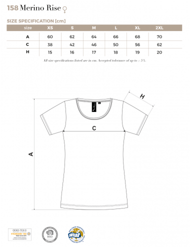 Damen Merino Rise T-Shirt 158 Mandel Adler Malfinipremium