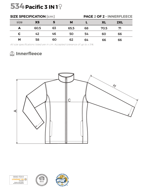 Adler MALFINI Kurtka damska Pacific 3 IN 1 534 turkus nadruk haft logo