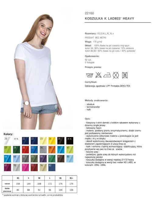 Promostars LADIES` HEAVY T-SHIRT Women`s WHITE NO LABELS embroidery print