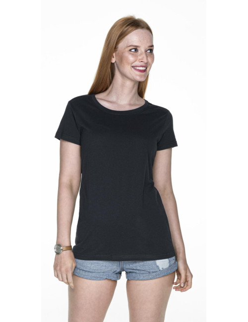 Promostars LADIES` HEAVY T-SHIRT Women`s BLACK WITHOUT LABELS logo embroidery