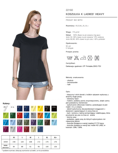 Promostars LADIES` HEAVY T-SHIRT Women`s BLACK WITHOUT LABELS logo embroidery