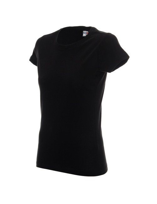 Promostars LADIES` HEAVY T-SHIRT Women`s BLACK WITHOUT LABELS logo embroidery