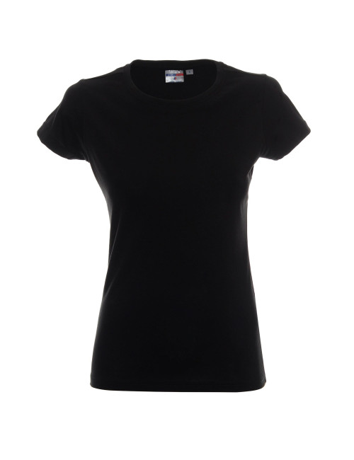 Promostars LADIES` HEAVY Damen T-SHIRT SCHWARZ OHNE LABEL-Logo-Stickerei