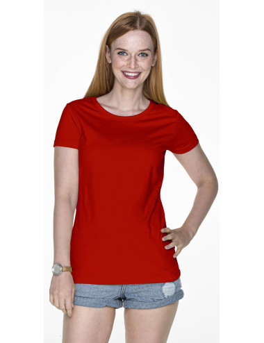 Promostars LADIES` HEAVY T-SHIRT Women`s RED logo print embroidery