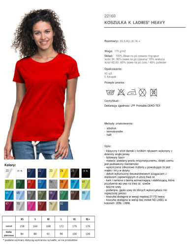 Promostars LADIES` HEAVY T-SHIRT, ROT, Logodruck, Stickerei