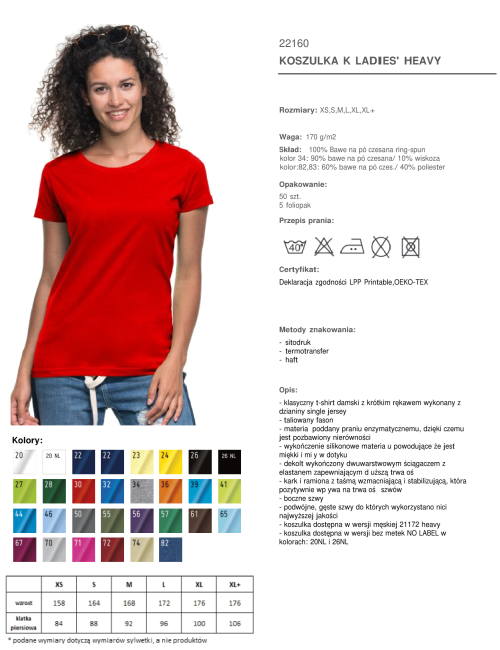 Promostars LADIES` HEAVY T-SHIRT, ROT, Logodruck, Stickerei