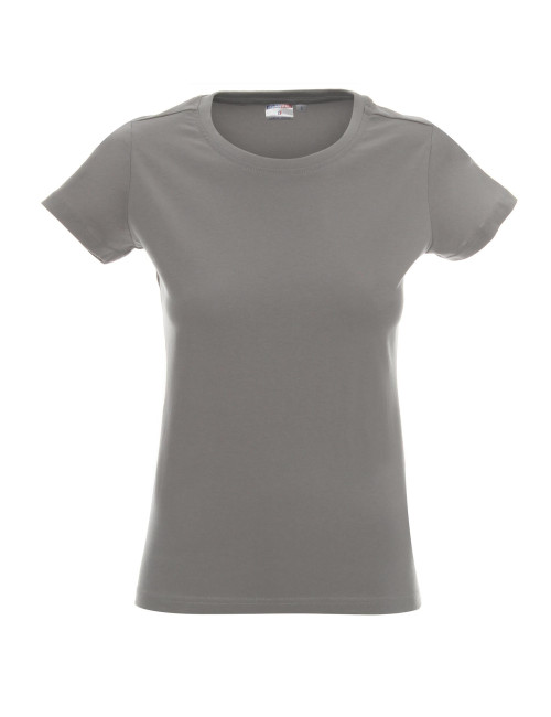 Promostars LADIES` HEAVY Damen-T-SHIRT, HELLGRAU, Stickerei, Siebdruck