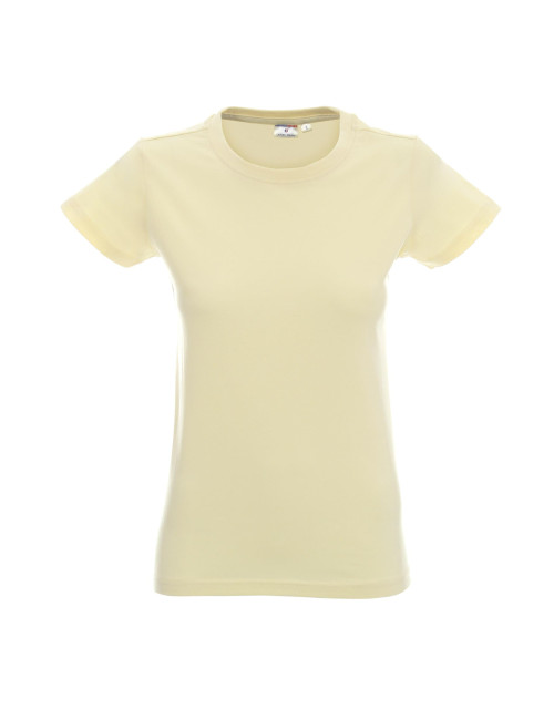 Promostars LADIES` HEAVY Damen-T-SHIRT, HELLGELB, Firmenlogo-Stickerei