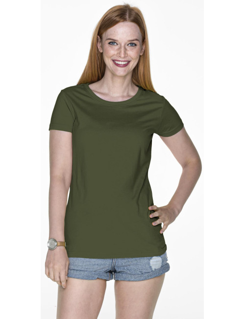 Promostars LADIES' HEAVY KOSZULKA Damska KHAKI nadruk DTF logo haft