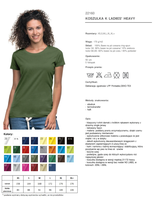 Promostars LADIES` HEAVY T-SHIRT Women`s KHAKI print DTF logo embroidery