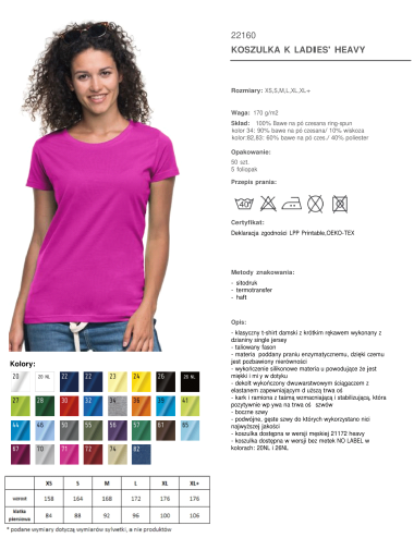 Promostars LADIES` HEAVY Damen-T-SHIRT ROSA DTG-Siebdruck-Sticklogo
