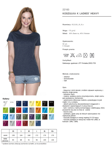 Promostars LADIES` HEAVY T-SHIRT Women`s STEEL &amp; BLUE MELANGE logo