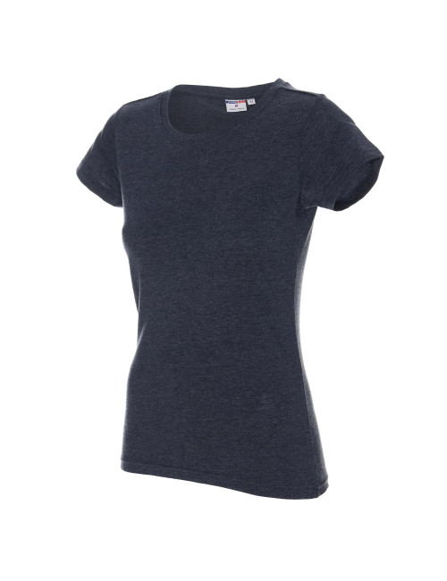 Promostars LADIES` HEAVY Damen T-SHIRT STEEL-BLUE MELANGE Logo
