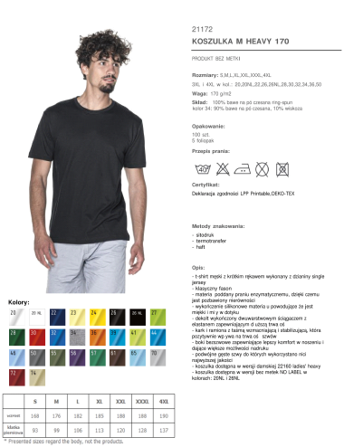 Promostars SCHWERES HERREN-T-SHIRT 170 cm SCHWARZ OHNE TAG-Logo-Stickerei