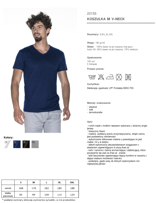 Promostars V-NECK T-SHIRT Men`s DTG print embroidery silkscreen company logo