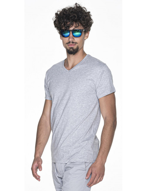 V-neck koszulka męska jasny szary melanż Promostars