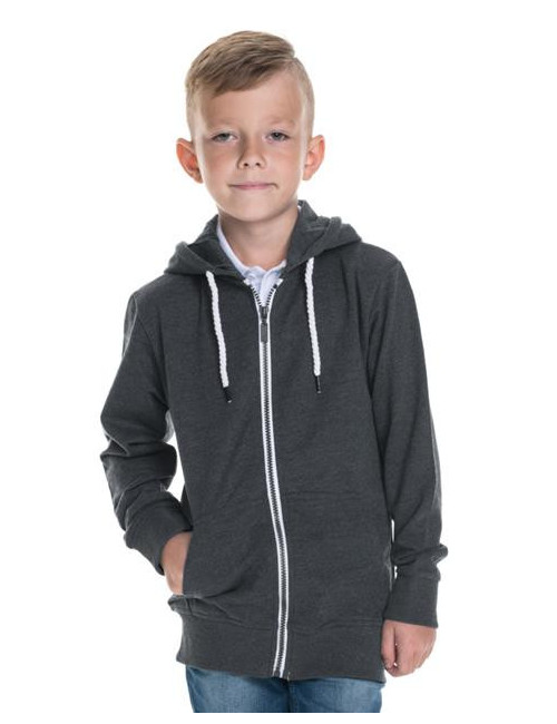 HOODY KID Kinder-SWEATSHIRT, DUNKELGRAU MELANGE, Druck, Stickerei, Siebdruck