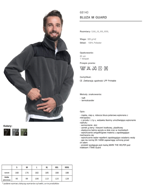 Promostars Herren SWEATSHIRT GUARD GRAU/SCHWARZ Stickerei, Siebdruck, Logodruck