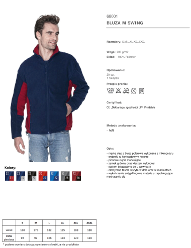 Promostars BLUZA Męska SWING GRANATOWY/CIEMNO CZERWONY haft logo firm