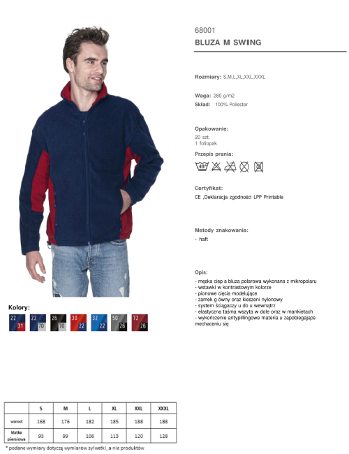 Promostars BLUZA Męska SWING GRANATOWY/CIEMNO CZERWONY haft logo firm