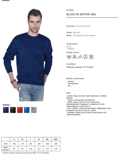 GEFFER Herren SWEATSHIRT 600 NAVY BLUE DTG-Druck, Stickerei, Siebdruck, Firmenlogos