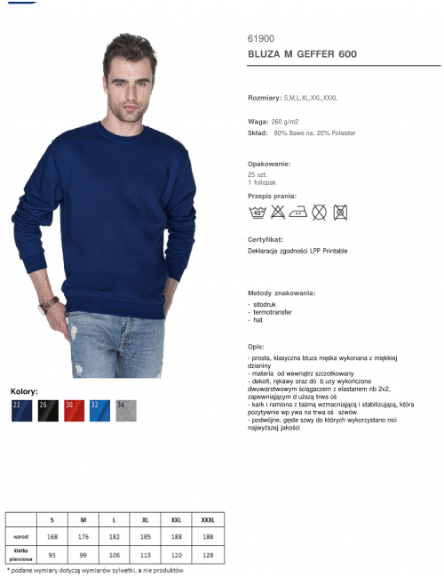 Men`s sweatshirt 600 navy Geffer