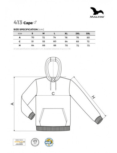 Men`s hoodie cape 413 steel Adler Malfini