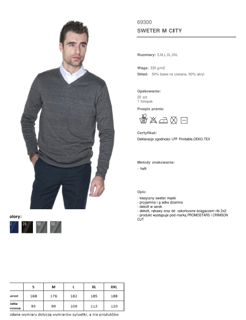 Promostars Men`s CITY sweater grey