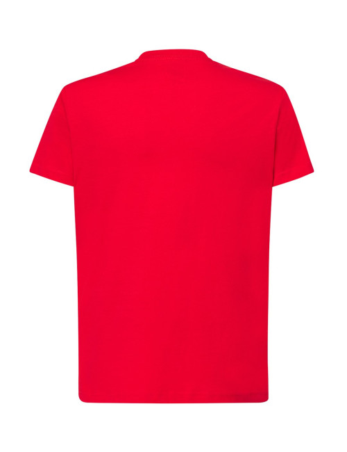 "Koszulka Męska JHK TSUA 150 Slim Fit, Czerwony T-shirt z Bawełny -