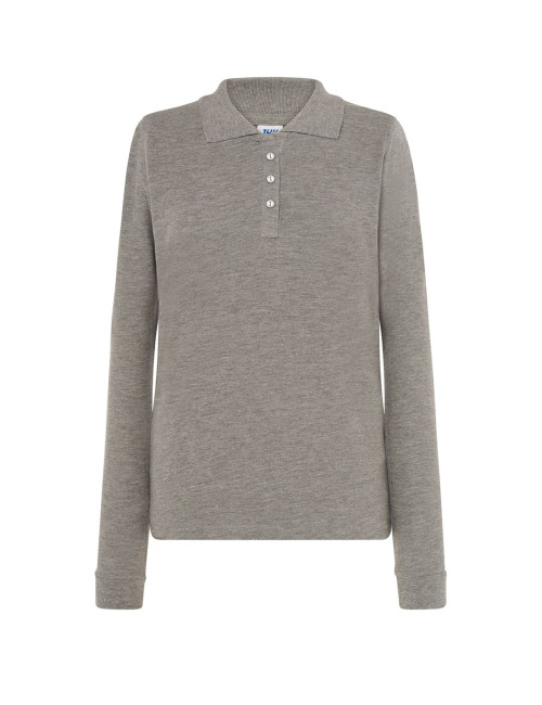Langarm-Poloshirt POPL 200 LS ls grau melange Jhk
