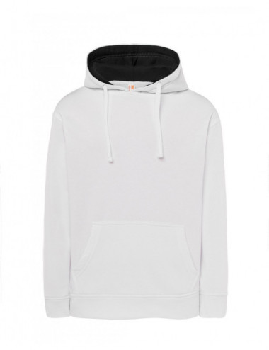 Bluza dresowa męska ocean hooded contrast biało/grafitowy Jhk