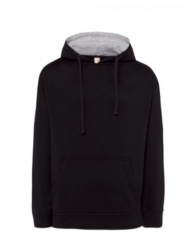 Men`s ocean hooded contrast sweatshirt black/grey melange Jhk