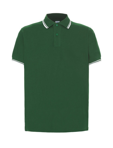 Pora Herren-Poloshirts 210 Kontrast Flaschengrün/Weiß JHK