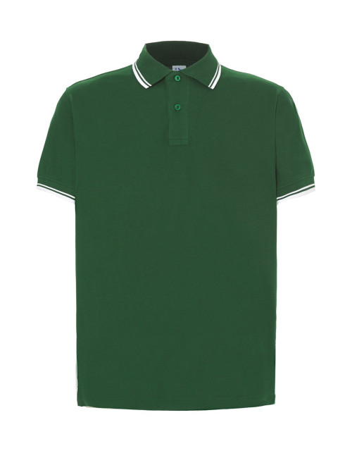 Pora Herren-Poloshirts 210 Kontrast Flaschengrün/Weiß JHK