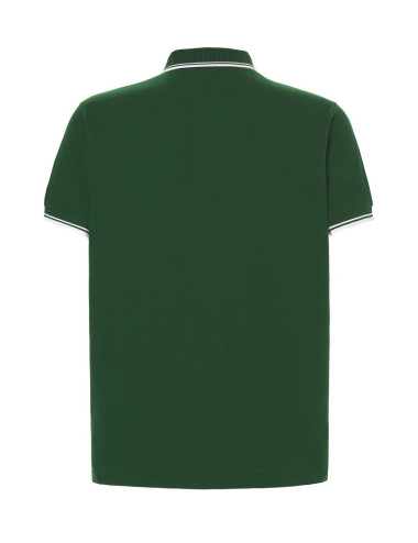 Pora Herren-Poloshirts 210 Kontrast Flaschengrün/Weiß JHK