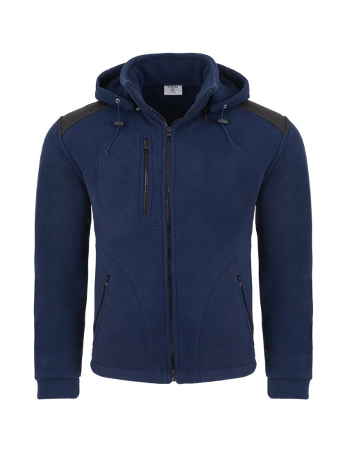 Super Fleece Herren Kapuzenpullover dick verstärkt FLRA 340 Bus Kapuze Premium Marineblau/Schwarz Jhk,