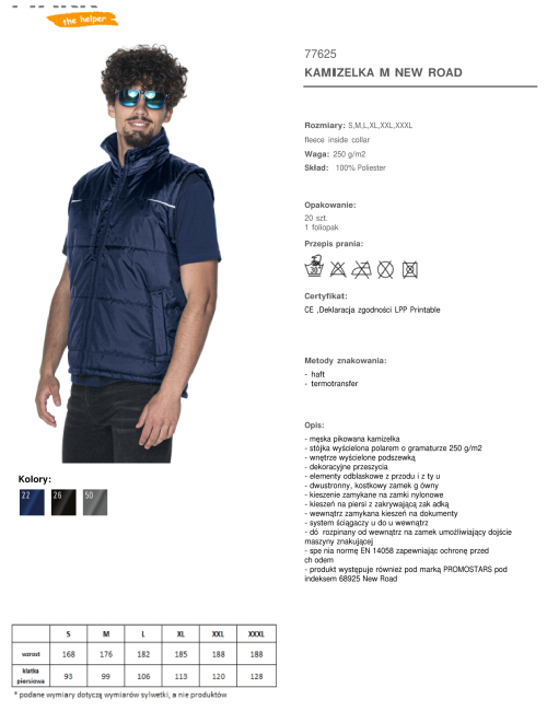 MARK THE HELPER Herrenweste New Road, Marineblau, mit Logo-Stickerei